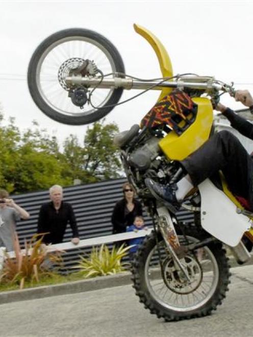 Ian Soanes, of Cardrona,  rides down Dunedin's  Baldwin St on one wheel in 2010. The bike is one...