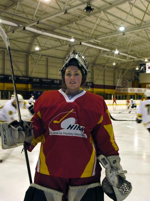 Jaimee Wood warms up before the Chinese men's team played Australia in last night's Winter Games...
