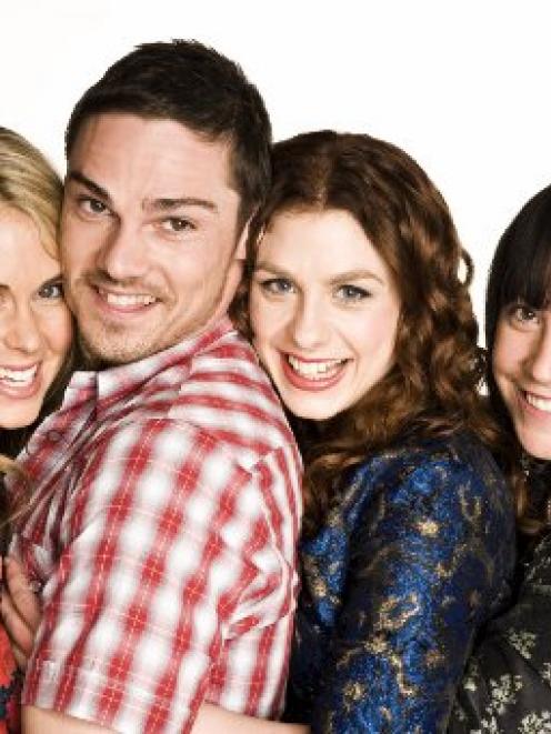 Jay Ryan stars as Kev in Go Girls with (from left) Anna Hutchison (Amy), Alix Bushnell (Britta)...