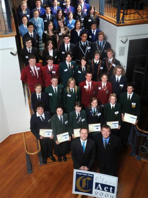 'Otago Daily Times' Class Act 2009 award recipients gather at the Dunedin Public Art Gallery...