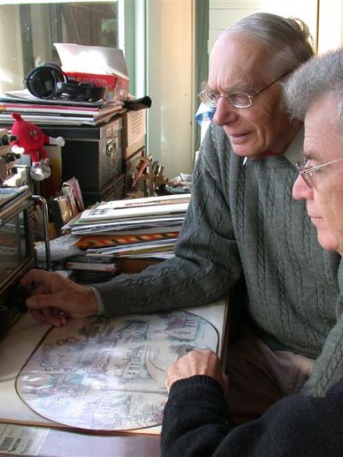 Radio DXers Peter Grenfell (left) and the national vice-president Bryan Clark (Mangawhai) prepare...