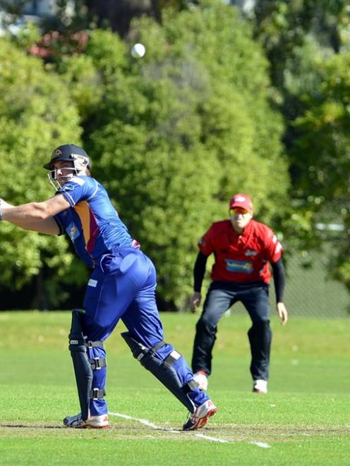 Volts opener Iain Robertson  hits a boundary through the legside during yesterday's Ford Trophy...