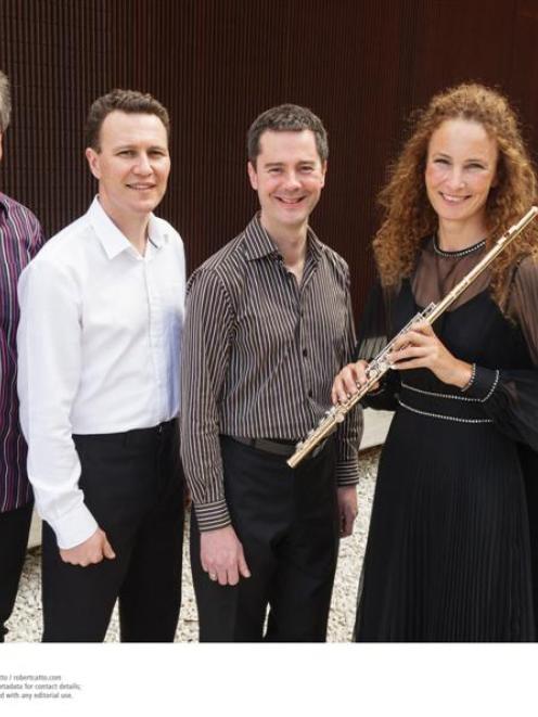 Zephyr (from left) Robert Weeks (bassoon), Philip Green (clarinet), Bridget Douglas (flute),...
