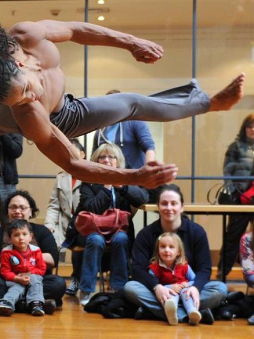 A Bale Folclorico da Bahia dancer, from Brazil, wows the audience during the kapa haka welcome...