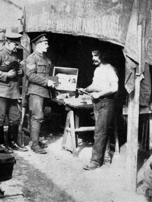 A British camp kitchen near the Allied lines in Northern France. – Otago Witness, 9.6.1915....