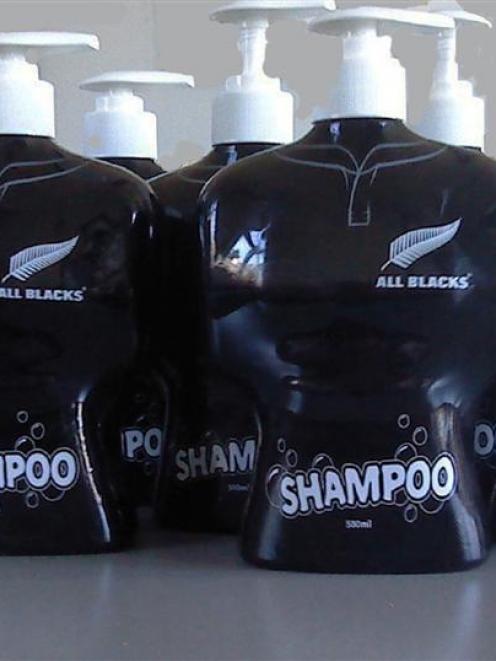 A display of All Blacks shampoo containers. Photo by Roy Colbert.