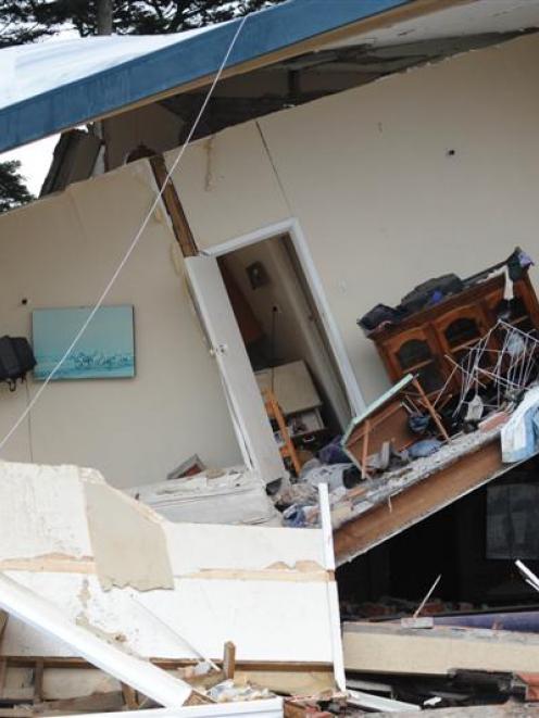 A former cinema on Marine Pde, in New Brighton, lies in ruins. Photo by Peter McIntosh.