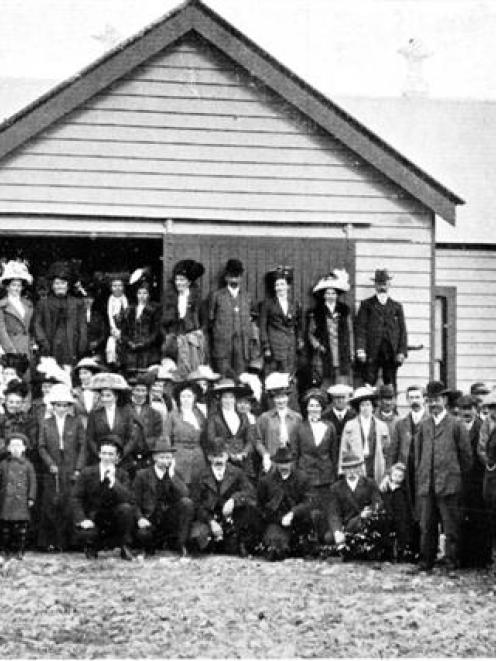 A group at the official opening of the new Momona cheese factory, Taieri Plain, on  September 24....