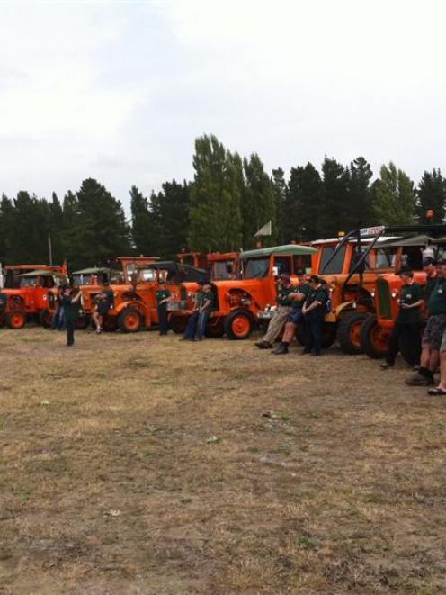 A group of Chamberlain 9G tractor enthusiasts prepare to leave Christchurch on a tractor trek...
