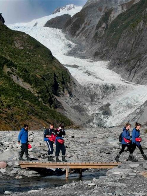 A guided tour party at the Franz Josef Glacier in June 2010.  Photo: Odt files/NZPA