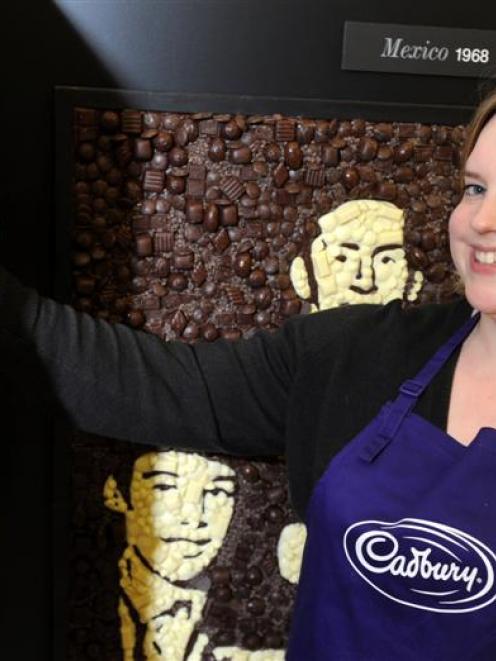 A hall of fame, made entirely of chocolate, is on display in the mall throughout the Dunedin...