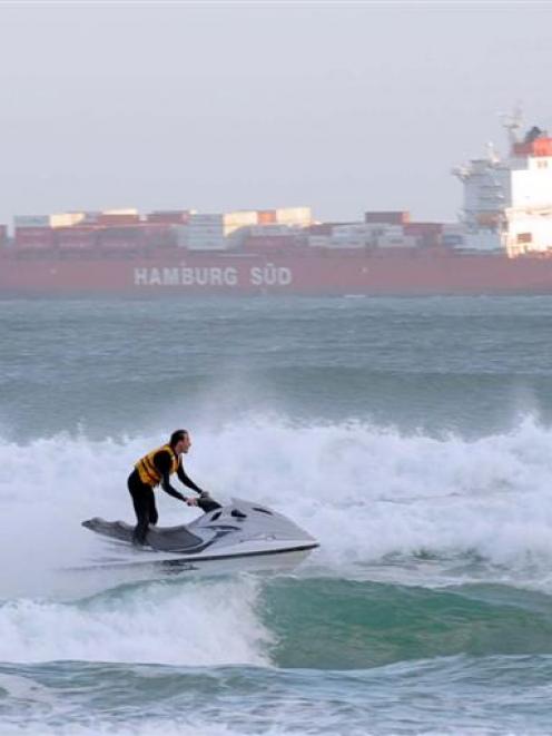 A jet ski and container ship were called in to help in the search. Photos by Jane Dawber.