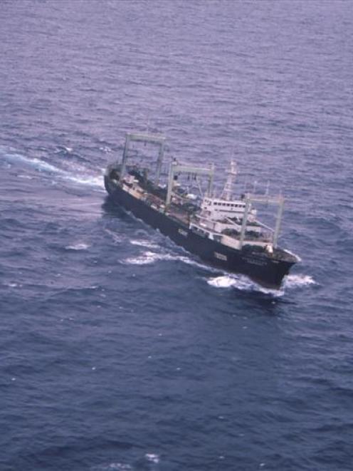 A large foreign trawler operating in New Zealand's subantarctic waters. Photo by Neville Peat.