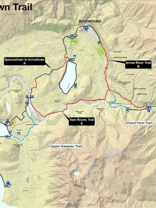 A map showing existing, proposed and possible future tracks which will make up the Queenstown...