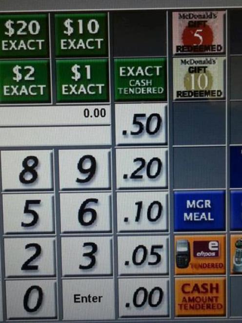 A McDonald's electronic register details a dedicated ''police promo'' button (top right) offering...