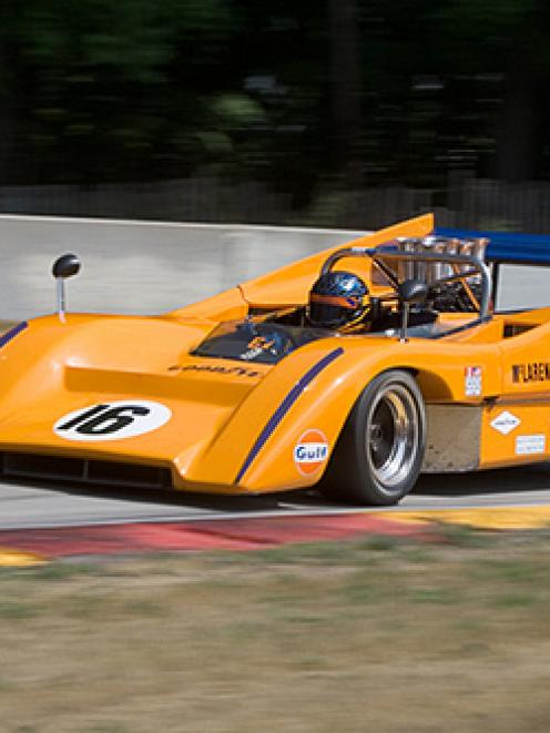 A McLaren M8B CanAm sports car similar to that on display at the National Motorsport Museum at...