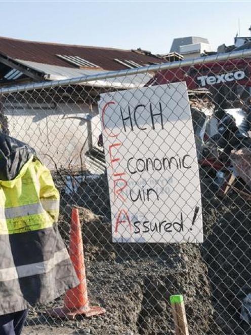 A notice on a demolition site in St Asaph Street, Christchurch, following Monday's earthquake...