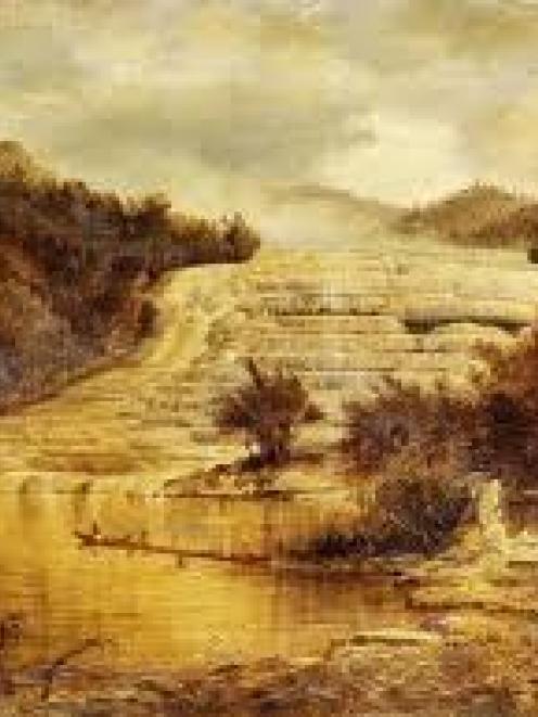 A painting of the Pink Terraces by Charles Blomfield.