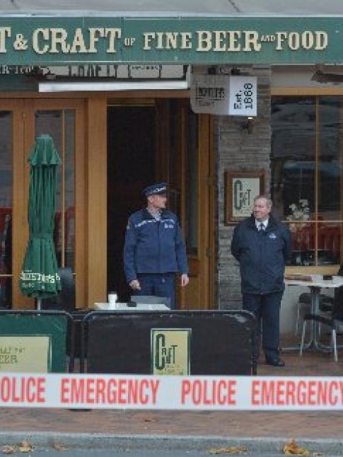 A police cordon outside the Craft Bar in the Octagon after the death.