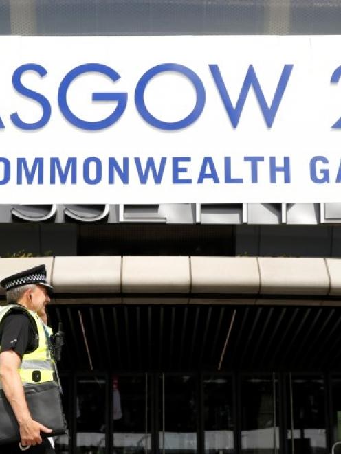 A police officer provides security in preparation for the Commonwealth Games in Glasgow. REUTERS...