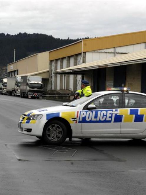 A police roadblock on Fryatt St yesterday. Photo by Linda Robertson.