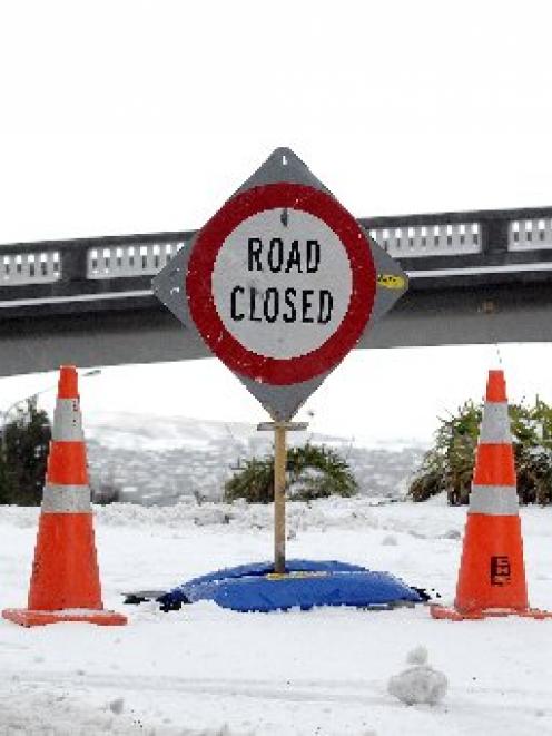 A road-closed sign in Stuart St, Dunedin. Photo by Linda Robertson