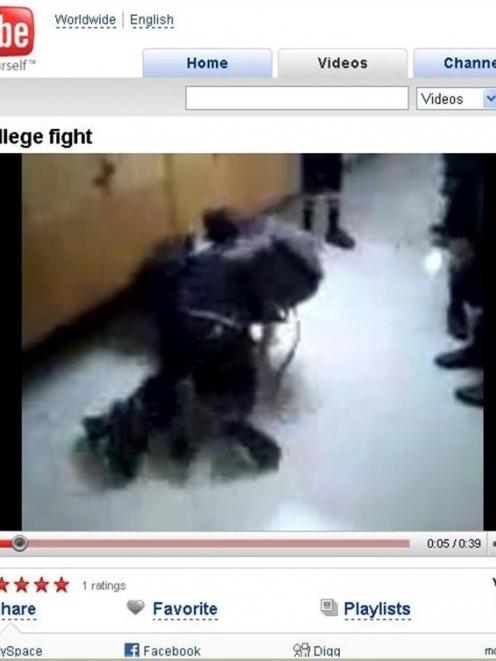 A scene from a video posted on YouTube under the title "Taieri College fight".
