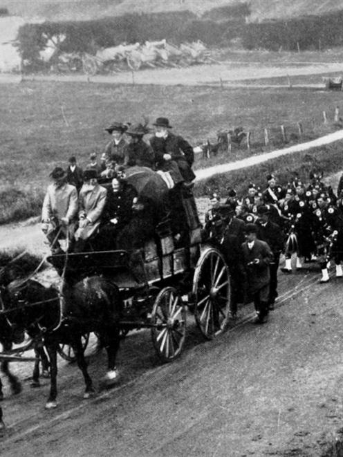 A section of the procession on November 17, to celebrate the jubilee of Palmerston. - Otago...