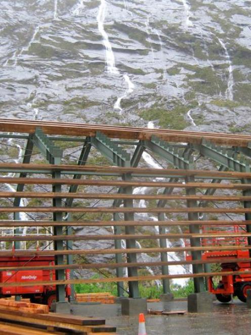 A section of the temporary portal extension to be installed at the western entrance of the Homer...