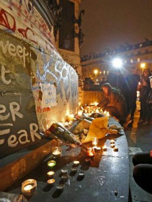 A sign of defiance. Photo by Reuters