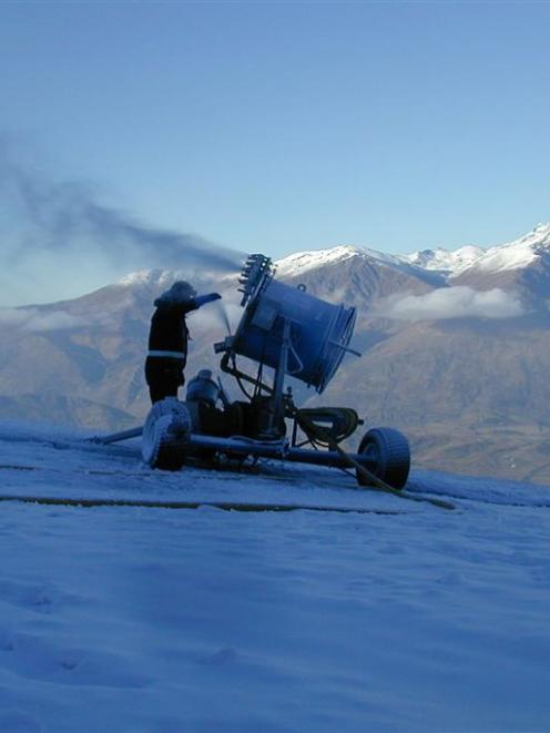 A snowgun in action on Coronet Peak.