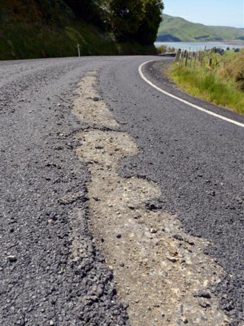 A stretch of Highcliff Rd the Dunedin City Council says was damaged  during the Targa Rally....