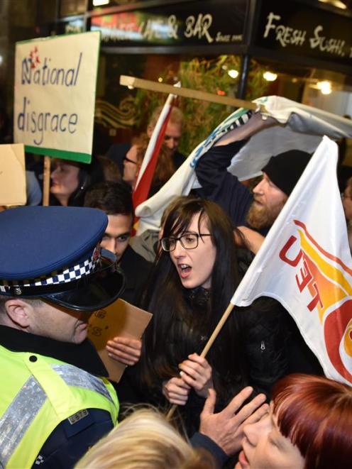 A TPP protest in Princes St, Dunedin last August. PHOTO: GREGOR RICHARDSON