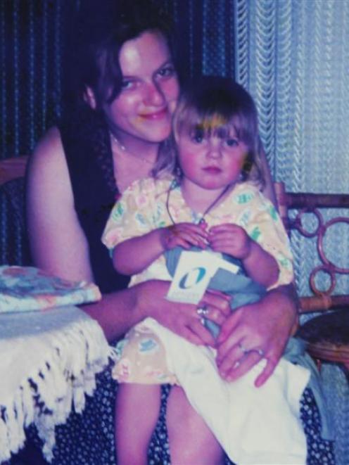 A young Kelle Cadwallader with her daughter, Malorie. Photo supplied.