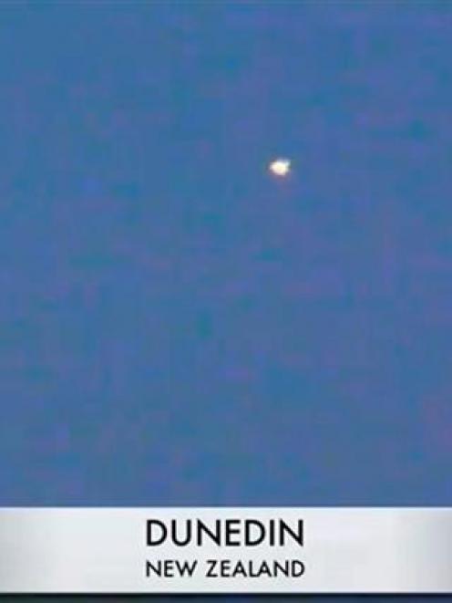 A still from a YouTube clip of what is claimed to be an unidentified flying object taken from a...