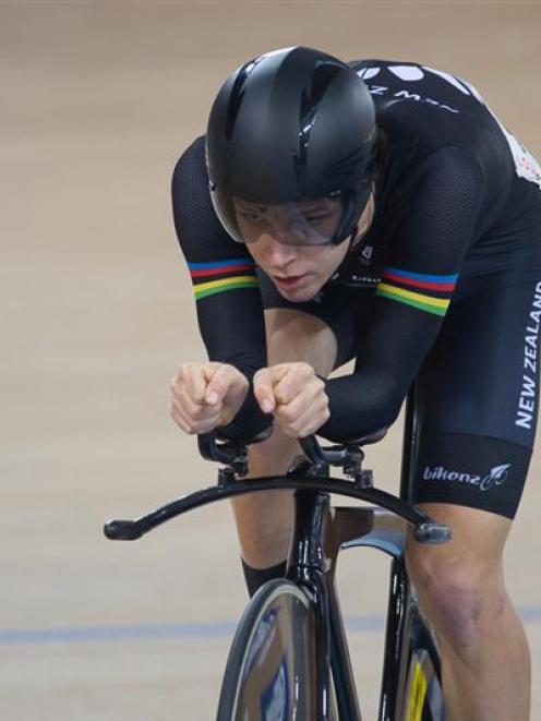 Aaron Gate in action during the individual pursuit, part of the first day of the omnium, at the...