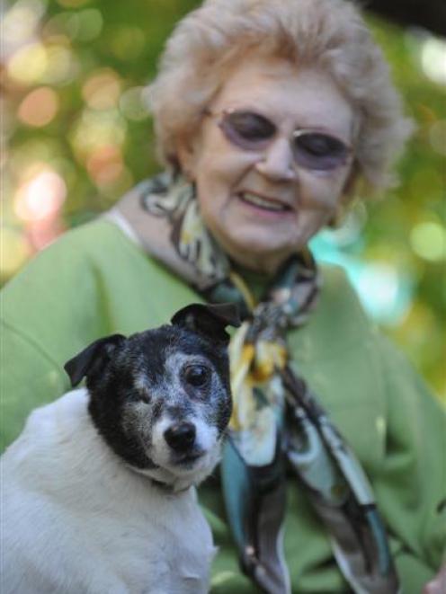 Abby Kirkwood and her 12-year-old miniature fox terrier, Amy. Photo by Peter McIntosh.