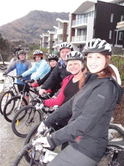 About to go on a tour of the Qtown cycle trail are (front to back) Prime Minister's Office...