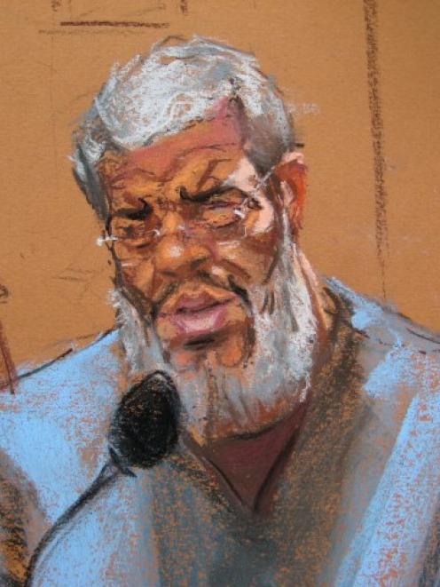 Abu Hamza al-Masri replies to questions from his defence lawyer Joshua Dratel in Manhattan...