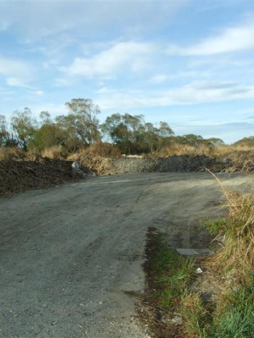 Access to a former gravel-dredging area by the Clutha River, off Barnego Rd on the outskirts of...