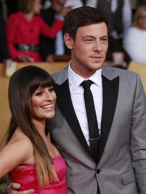 Actor Lea Michele and the late Cory Monteith are shown in this January file photo.  REUTERS...