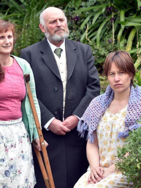 Actors (from left) Jenny Newstead, Kevin Phillips and Jennifer Schack rehearse a scene from...