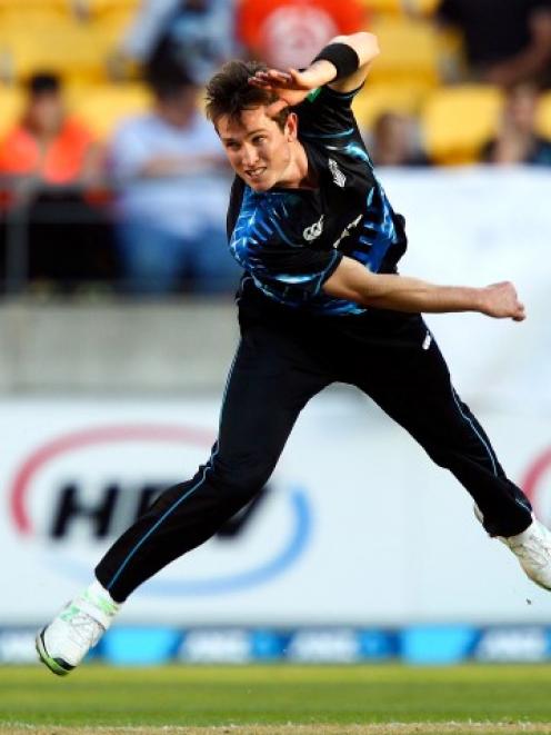 Adam Milne in action against the West Indies in Wellington. Photo Getty