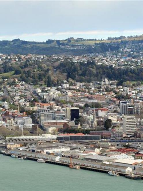 Aerial shot of Dunedin city. Photo by ODT.