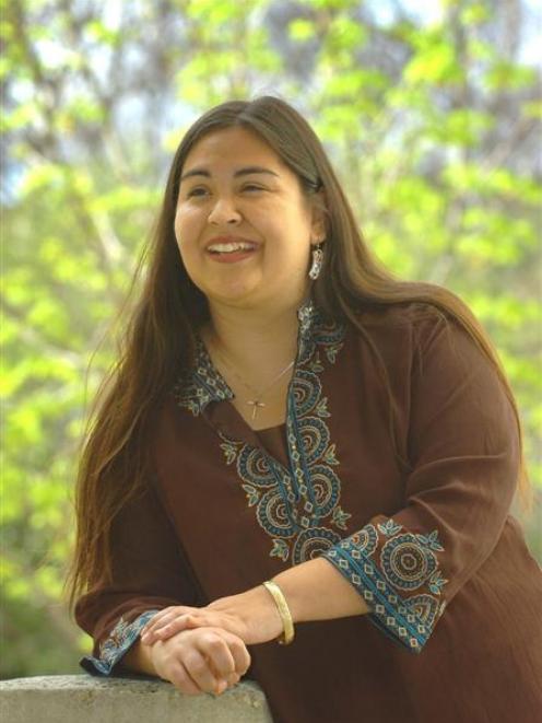 Alaskan native and Fulbright scholar Malia Villegas relaxes before her talk at the University of...