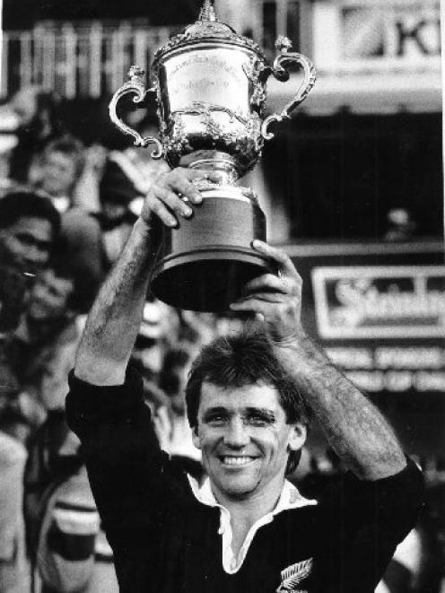 All Black captain David Kirk with the Webb Ellis Trophy. Photo: The New Zealand Herald