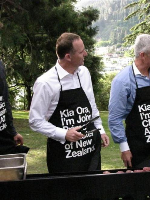 All Black captain Richie McCaw, Prime Minister John Key and Air New Zealand chief executive Rob...