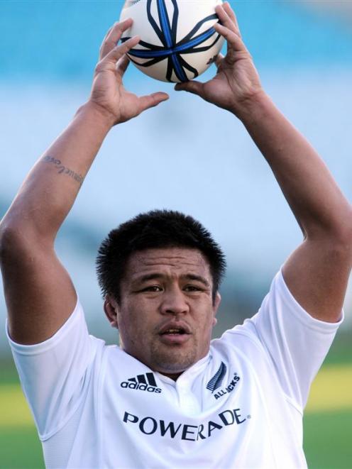 All Black hooker Keven Mealamu at All Blacks training at Carisbrook today. Credit:NZPA / Ross...