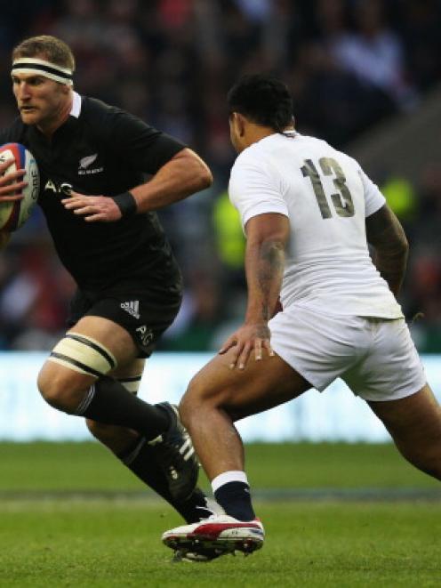 All Black loose forward Kieran Read on the charge against England during their test at Twickenham...
