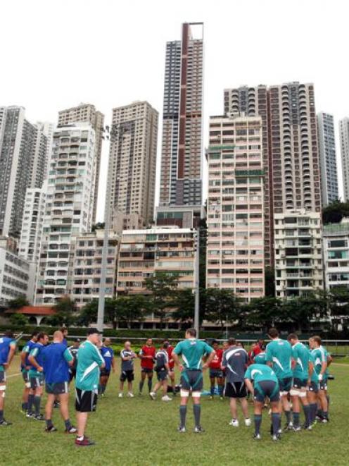 All Black training at the Happy Valley Racecourse prior to the Bledisloe Cup test match in Hong...